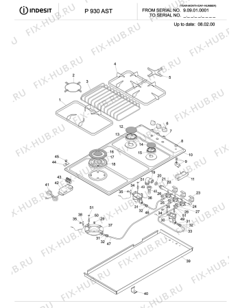 Схема №1 PI930ASTIX (F062315) с изображением Клавиша для электропечи Indesit C00272127