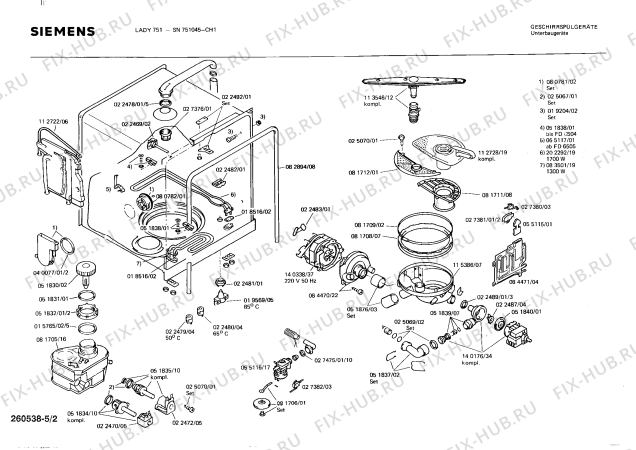 Взрыв-схема посудомоечной машины Siemens SN751045 - Схема узла 02