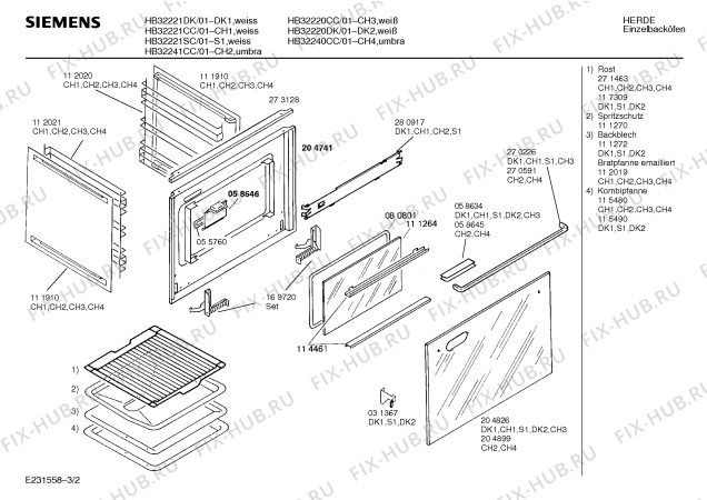 Схема №3 HB32221CH с изображением Крышка для плиты (духовки) Siemens 00282578