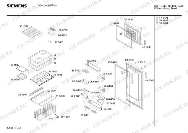 Взрыв-схема холодильника Siemens KS42V621FF - Схема узла 02