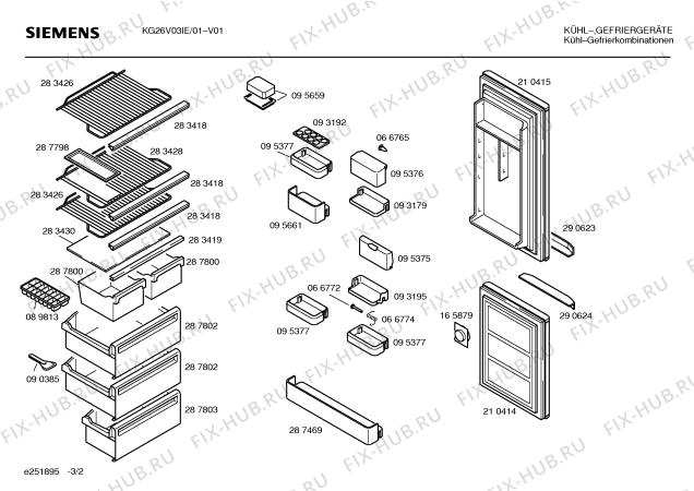 Взрыв-схема холодильника Siemens KG26V03IE - Схема узла 02
