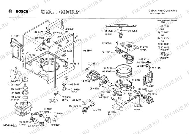 Взрыв-схема посудомоечной машины Bosch 0730302594 SMI4300 - Схема узла 02