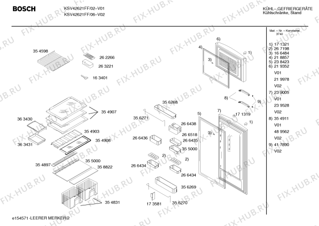 Взрыв-схема холодильника Bosch KSV42621FF - Схема узла 02