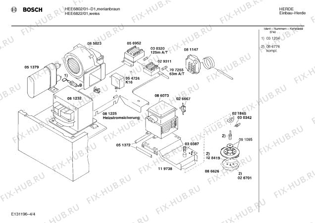 Взрыв-схема плиты (духовки) Bosch HEE6822 - Схема узла 04