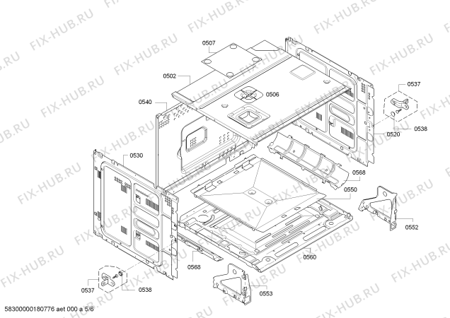 Взрыв-схема плиты (духовки) Siemens HB86K575IN - Схема узла 05