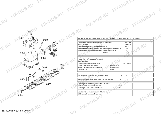 Взрыв-схема холодильника Bosch KGU34175EU - Схема узла 04