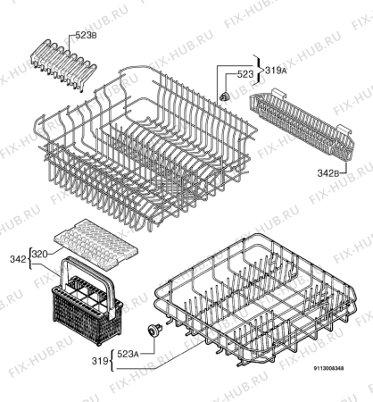 Взрыв-схема посудомоечной машины Etna AFI8515ZT/E00 - Схема узла Basket 160