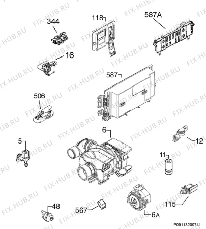 Взрыв-схема посудомоечной машины Electrolux ESF8555ROW - Схема узла Electrical equipment 268