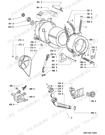 Схема №1 WAS 4549/2 с изображением Обшивка для стиральной машины Whirlpool 481245213732