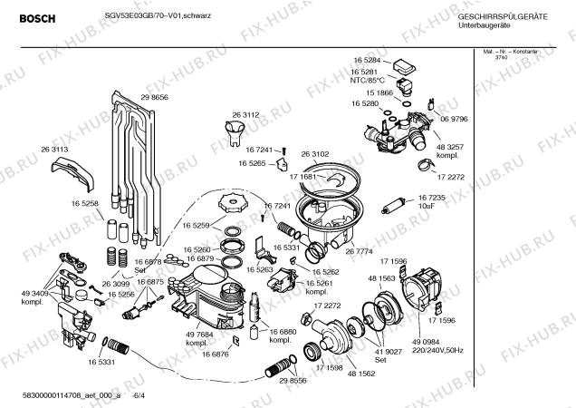 Схема №4 SGV53E03GB с изображением Инструкция по эксплуатации для посудомойки Bosch 00691915