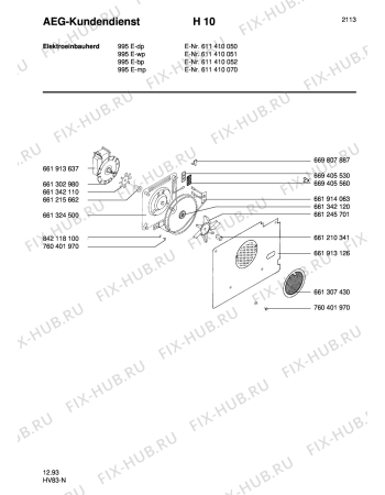 Взрыв-схема плиты (духовки) Aeg COMPETENCE 995E-DP - Схема узла Section6