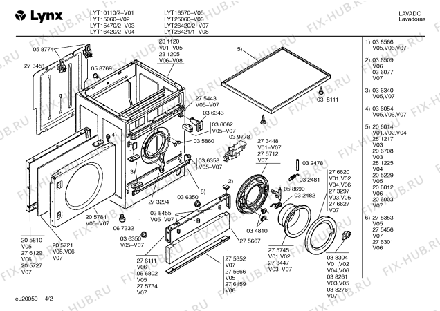 Взрыв-схема стиральной машины Lynx LYT26421/1 LYT26421 - Схема узла 02