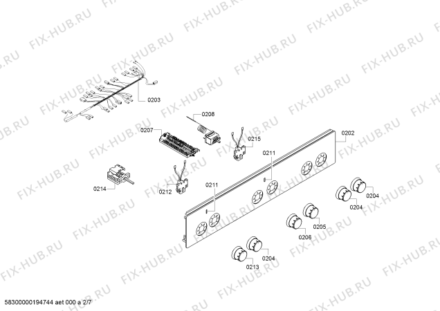 Взрыв-схема плиты (духовки) Bosch HGD64D220T - Схема узла 02