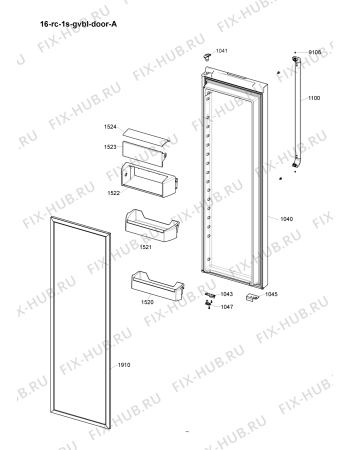Схема №4 WSX1101K MS с изображением Дверка для холодильной камеры Whirlpool 482000014051