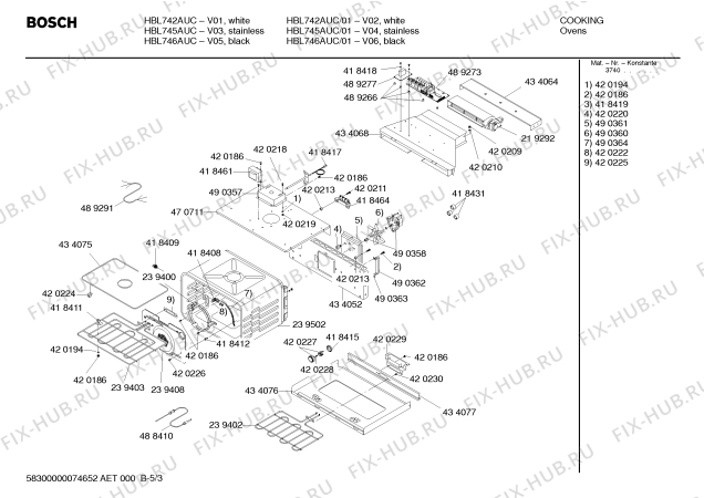 Взрыв-схема холодильника Bosch HBL742AUC - Схема узла 03