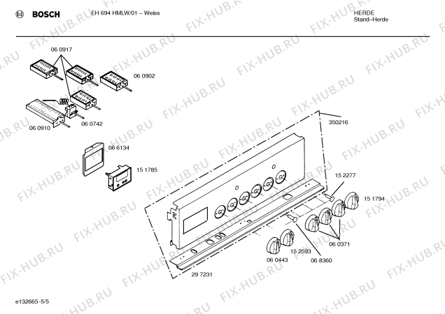 Схема №3 EH694HMLW с изображением Ремкомплект для электропечи Bosch 00350216