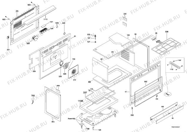 Взрыв-схема плиты (духовки) Electrolux EKM90355X - Схема узла Section 2