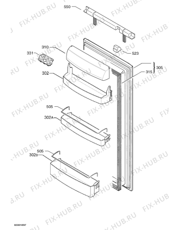 Взрыв-схема холодильника Juno Electrolux JRZ94121 - Схема узла Door 003