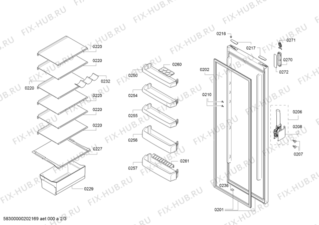 Схема №3 3FC1603B с изображением Дверь для холодильной камеры Bosch 00716216