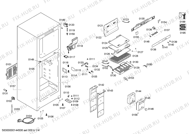 Схема №3 KDN49V43IL с изображением Дверь для холодильника Bosch 00249923