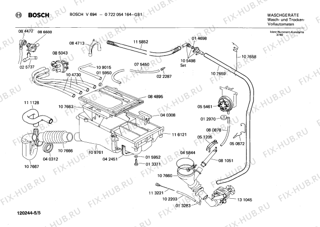 Взрыв-схема стиральной машины Bosch 0722054164 V694 - Схема узла 05
