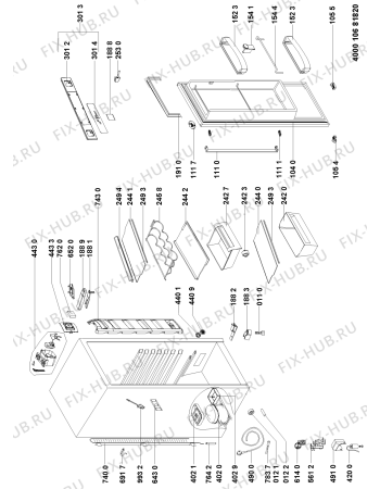 Схема №1 WMNS 3767 DFC N с изображением Элемент корпуса для холодильной камеры Whirlpool 481010503458