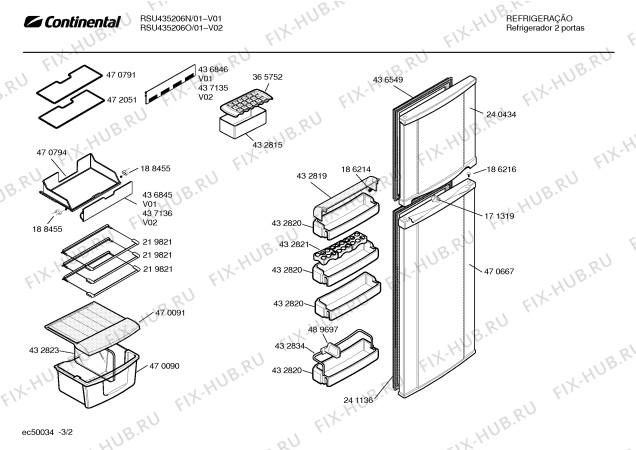 Взрыв-схема холодильника Continental RSU435206O, CONTINENTAL - Схема узла 02