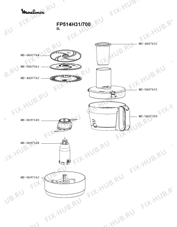 Взрыв-схема кухонного комбайна Moulinex FP514H31/700 - Схема узла LP004246.5P2
