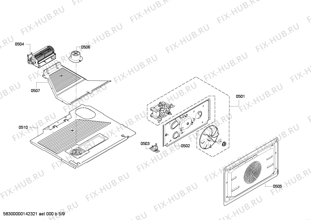 Схема №9 U17M72S0GB с изображением Каталитическая панель для плиты (духовки) Bosch 00675415