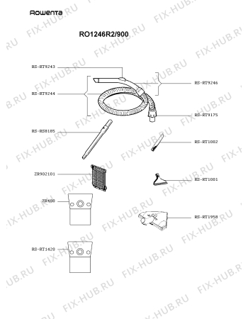 Взрыв-схема пылесоса Rowenta RO1246R2/900 - Схема узла XP003311.7P2