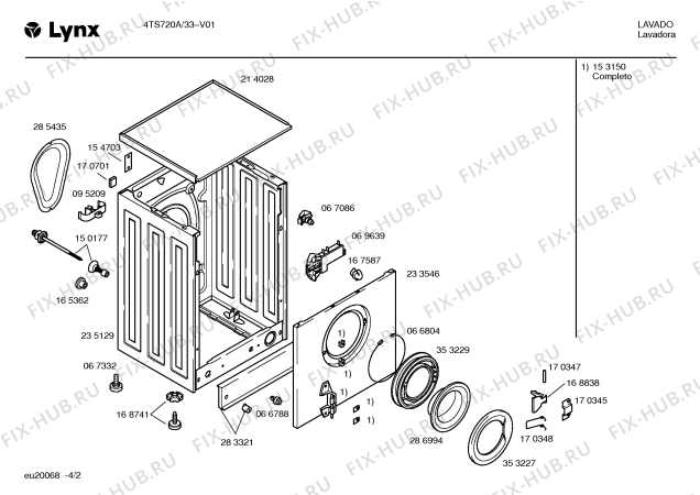 Схема №4 4TS720A LYNX 4TS720A NUEVA LINEA с изображением Кабель для стиралки Bosch 00354538