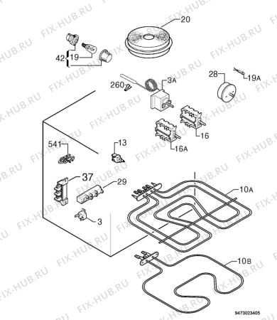 Взрыв-схема плиты (духовки) Electrolux EKM6708 - Схема узла Electrical equipment 268