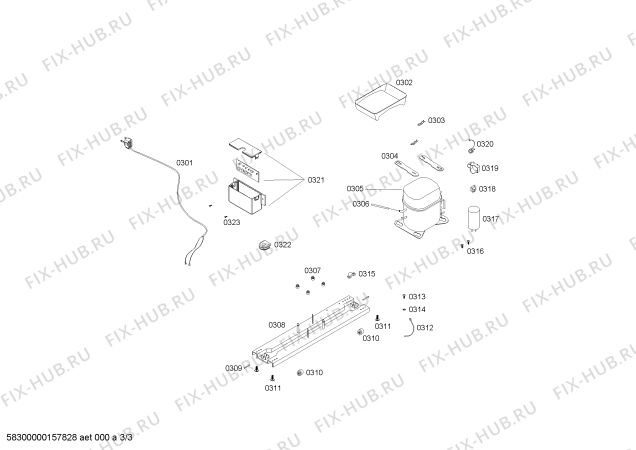 Взрыв-схема холодильника Bosch KSU337254E REF BL BOSCH KSU33 VALUE ADDED 220V/50HZ CHILE - Схема узла 03