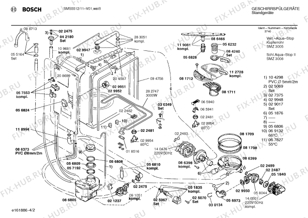 Схема №2 SMS5512 с изображением Передняя панель для посудомойки Bosch 00284429