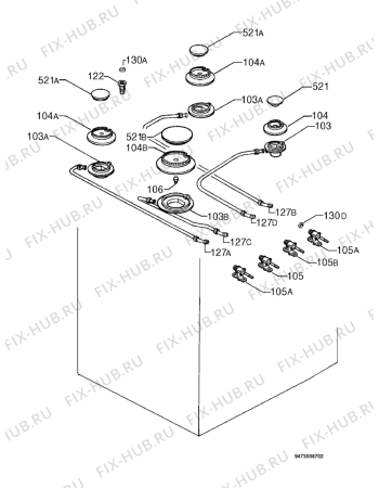 Взрыв-схема плиты (духовки) Rex RB55E - Схема узла Functional parts 267