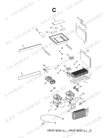 Схема №2 KRXF9030 (F093756) с изображением Запчасть для холодильной камеры Indesit C00379509