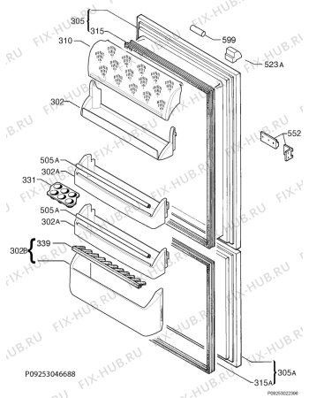 Взрыв-схема холодильника Zanussi ZBB26650SA - Схема узла Door 003