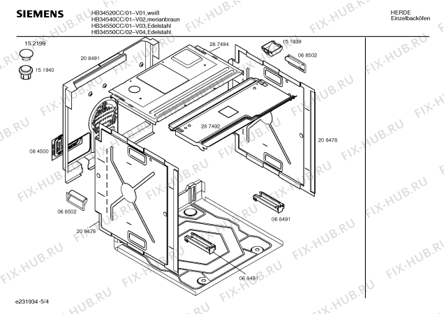 Взрыв-схема плиты (духовки) Siemens HB34520CC - Схема узла 04