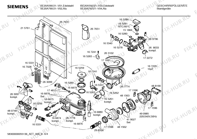 Схема №5 SE20A591GB с изображением Инструкция по эксплуатации для посудомоечной машины Siemens 00587901