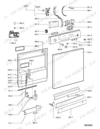 Схема №2 ADP 7590 WH с изображением Панель для электропосудомоечной машины Whirlpool 480140100876