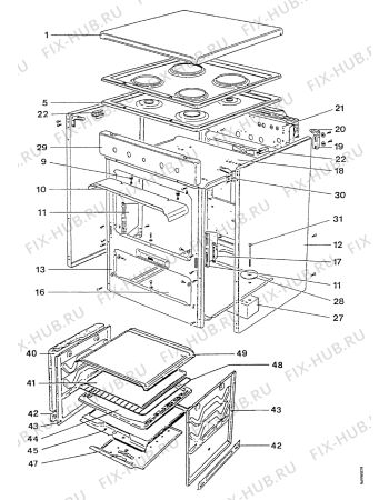 Взрыв-схема комплектующей Zanussi ZA5610BLBU - Схема узла Housing 001