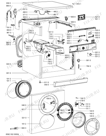 Схема №1 AWO6325/1 с изображением Обшивка для стиральной машины Whirlpool 480111102979