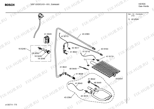 Взрыв-схема плиты (духовки) Bosch HSF125DEU - Схема узла 05
