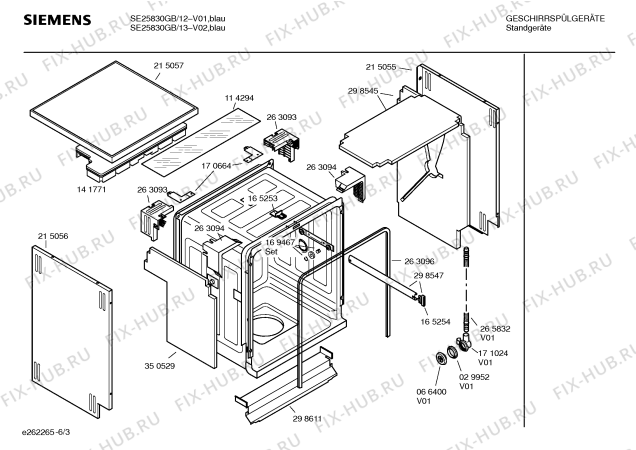 Взрыв-схема посудомоечной машины Siemens SE25830GB - Схема узла 03