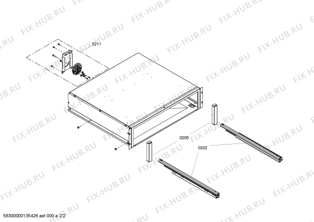 Схема №2 HW1405A2 с изображением Ванна для шкафа для подогрева посуды Siemens 00682154