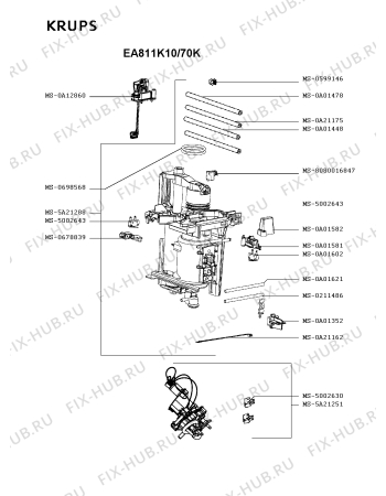 Взрыв-схема кофеварки (кофемашины) Krups EA811K10/70K - Схема узла CP005700.0P2