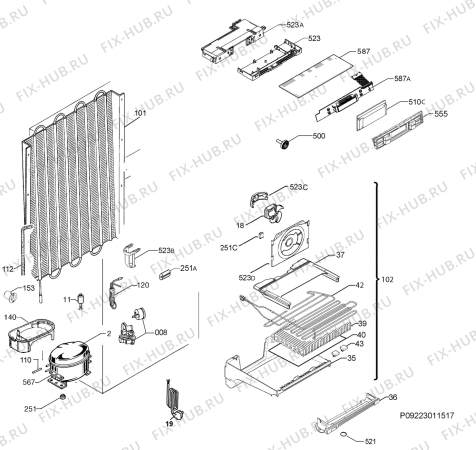 Взрыв-схема холодильника John Lewis JLFZW1601 - Схема узла Cooling system 017