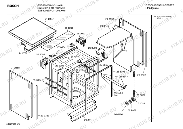 Взрыв-схема посудомоечной машины Bosch SGS5902EP - Схема узла 03