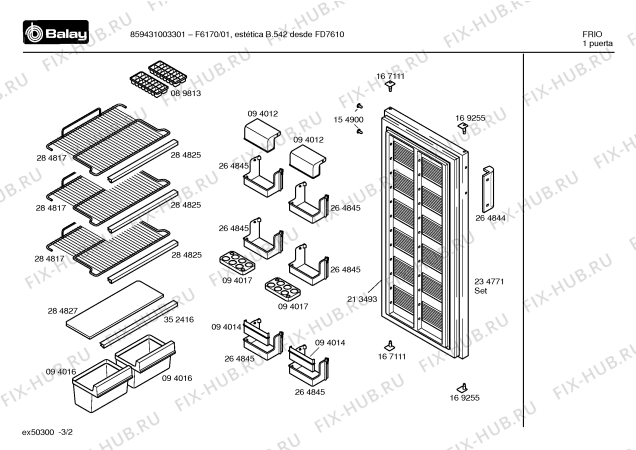 Схема №3 F6170/01 F6170 с изображением Часть корпуса для холодильника Bosch 00169256