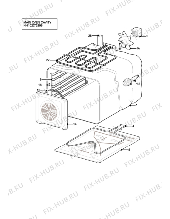 Взрыв-схема плиты (духовки) Electrolux EKT6045X - Схема узла H10 Main Oven Cavity (large)